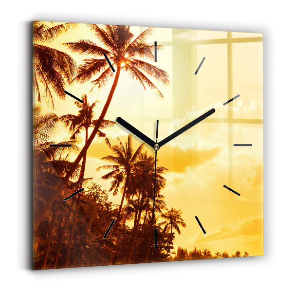 Square wall clock Sunny palm trees