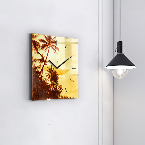 Square wall clock Sunny palm trees