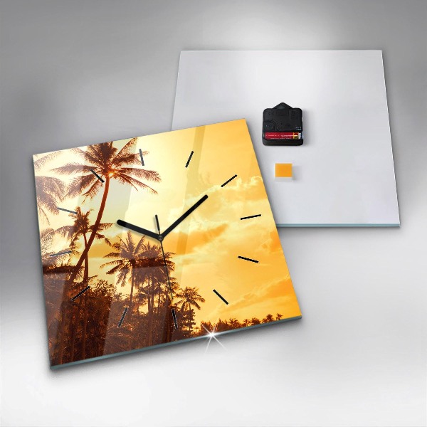 Square wall clock Sunny palm trees