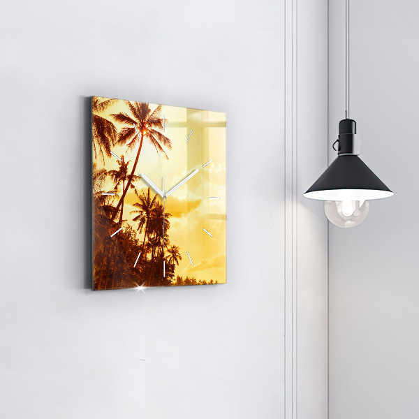 Square wall clock Sunny palm trees