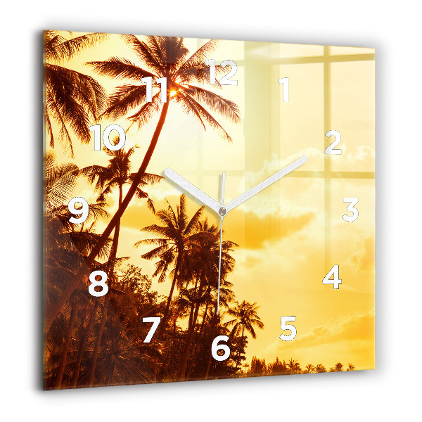 Square wall clock Sunny palm trees