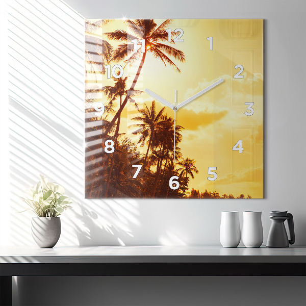 Square wall clock Sunny palm trees