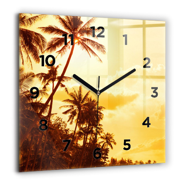 Square wall clock Sunny palm trees