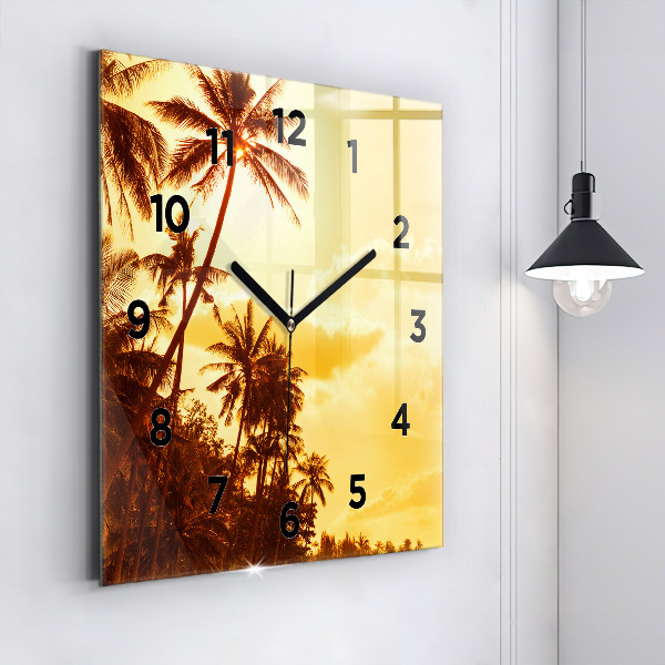 Square wall clock Sunny palm trees