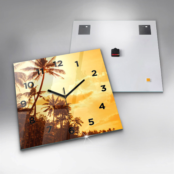 Square wall clock Sunny palm trees