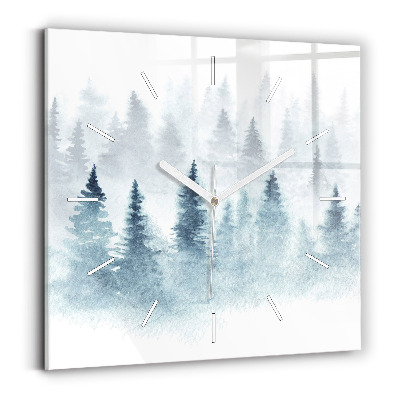 Square wall clock Winter forest