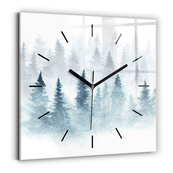 Square wall clock Winter forest