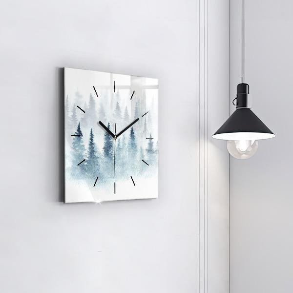 Square wall clock Winter forest
