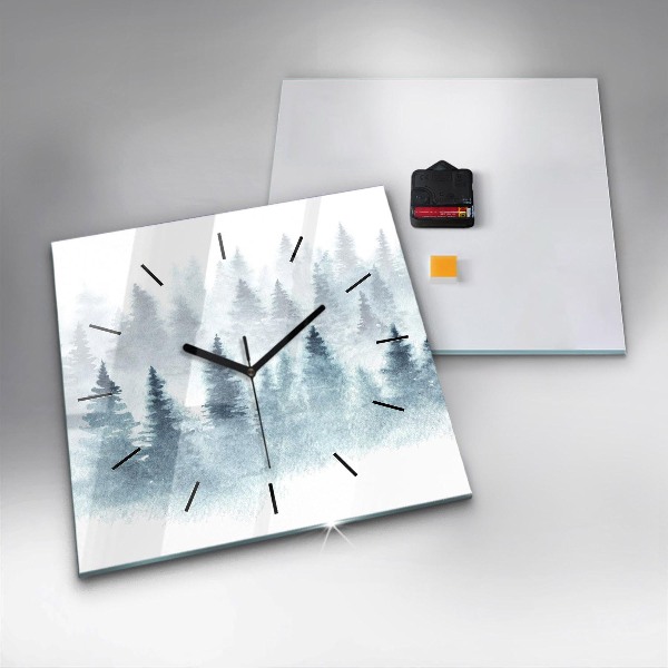 Square wall clock Winter forest