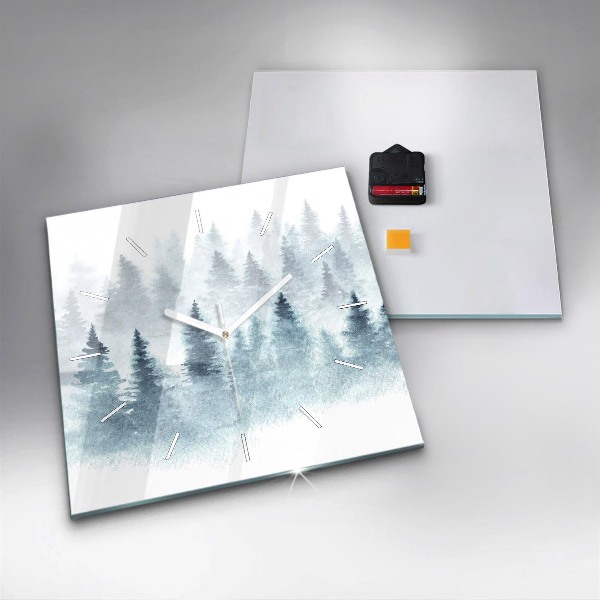 Square wall clock Winter forest