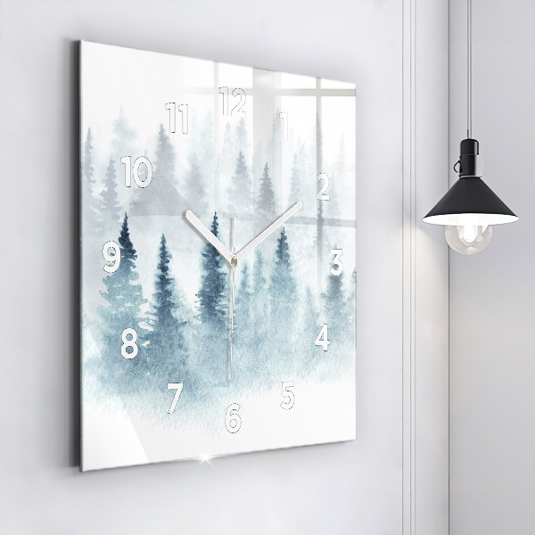 Square wall clock Winter forest