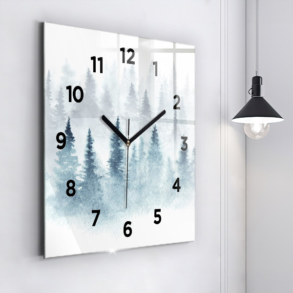 Square wall clock Winter forest