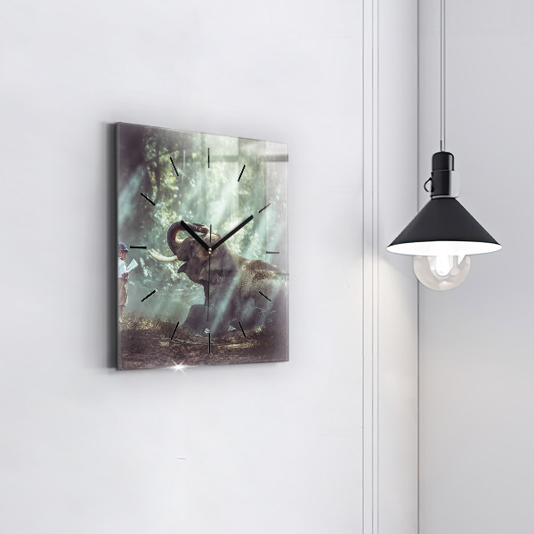 Square wall clock A boy is reading a book