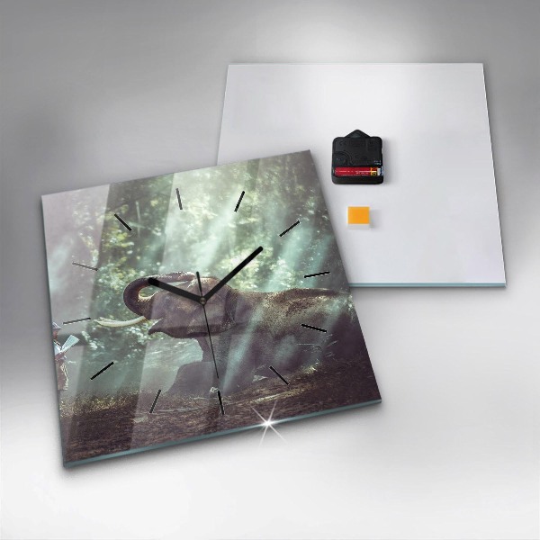 Square wall clock A boy is reading a book