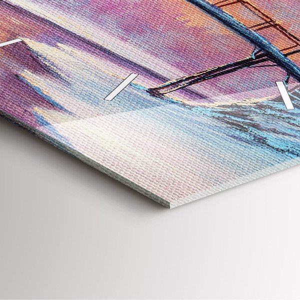 Square wall clock Christmas tree and bridge