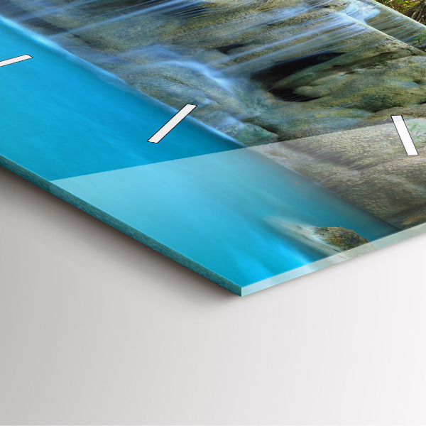 Square wall clock Waterfall in the forest