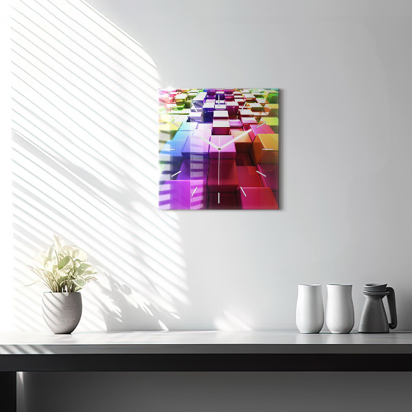 Square wall clock Colored cubes