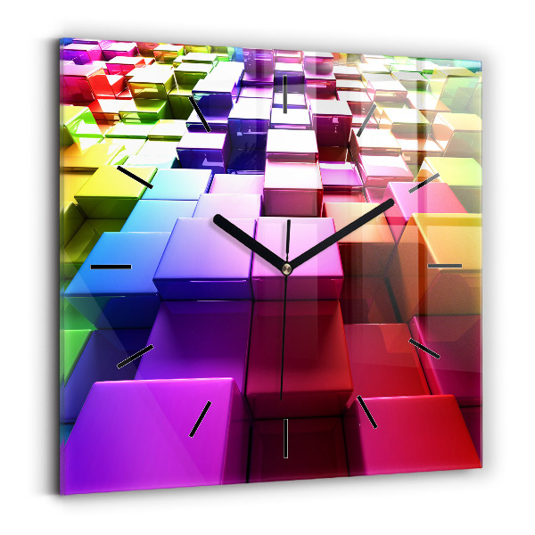 Square wall clock Colored cubes