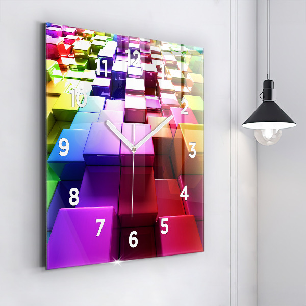 Square wall clock Colored cubes