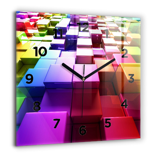 Square wall clock Colored cubes