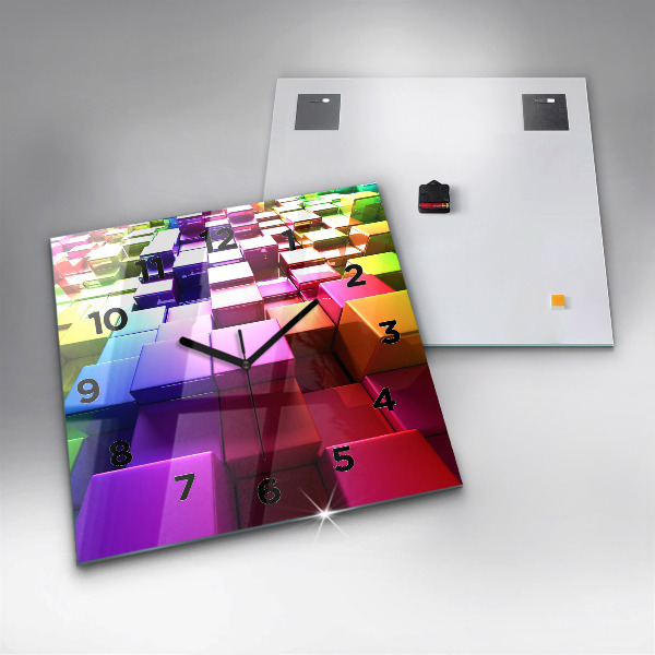 Square wall clock Colored cubes