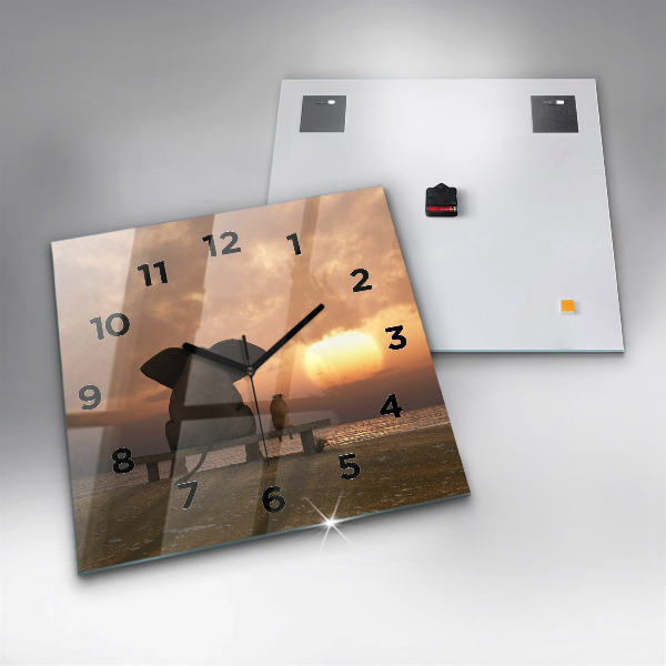 Square wall clock Animals and sunset