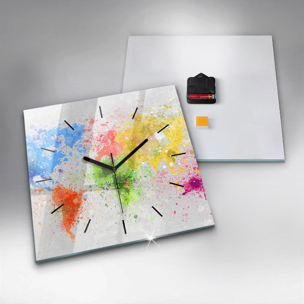 Square wall clock World map on paper