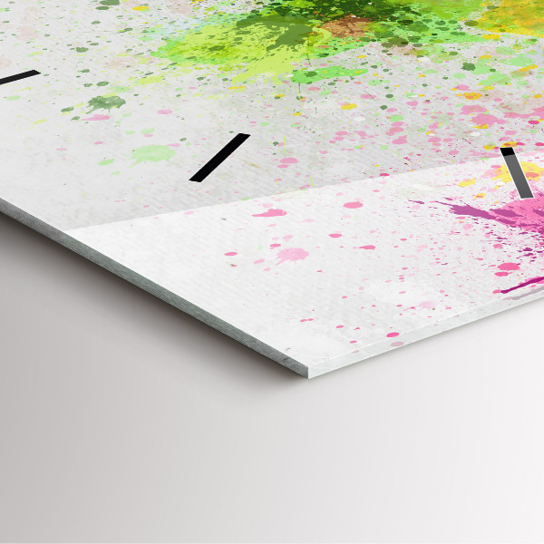 Square wall clock World map on paper