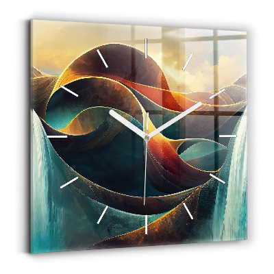 Square wall clock Flowing Waterfall