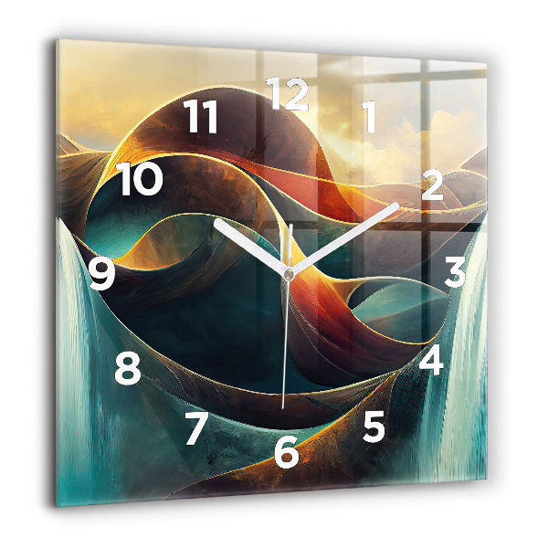 Square wall clock Flowing Waterfall