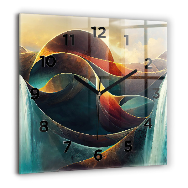 Square wall clock Flowing Waterfall