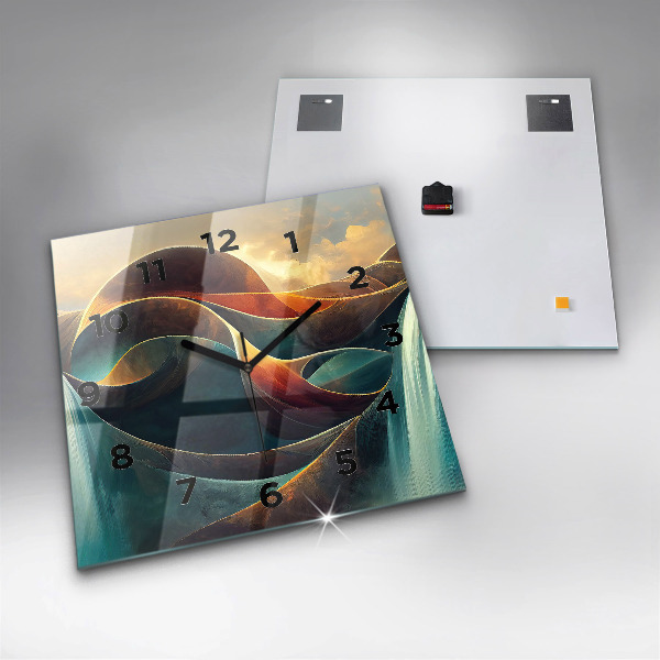 Square wall clock Flowing Waterfall