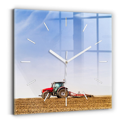 Square wall clock Farmer on a tractor