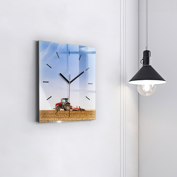 Square wall clock Farmer on a tractor