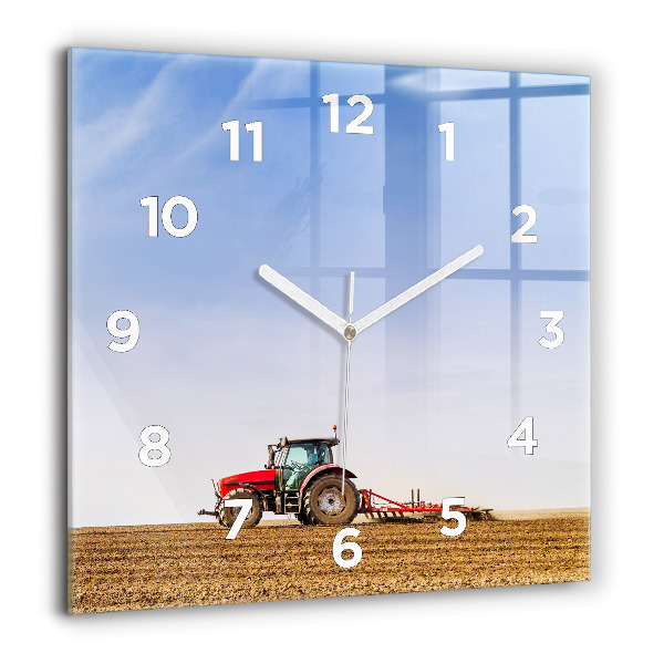 Square wall clock Farmer on a tractor