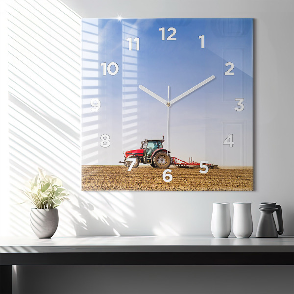 Square wall clock Farmer on a tractor