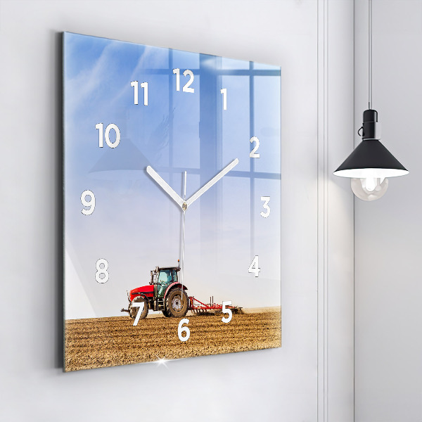 Square wall clock Farmer on a tractor