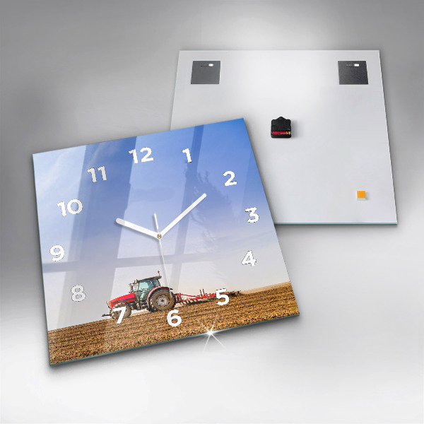 Square wall clock Farmer on a tractor