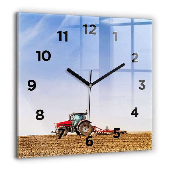 Square wall clock Farmer on a tractor
