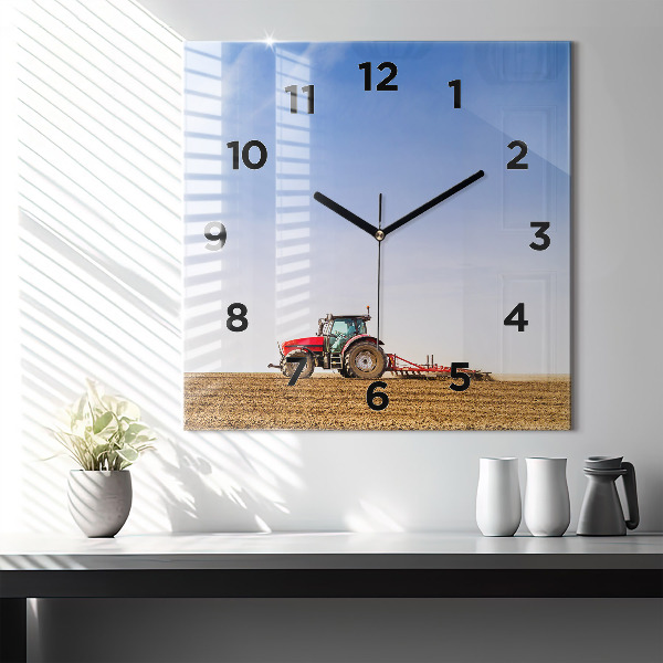 Square wall clock Farmer on a tractor