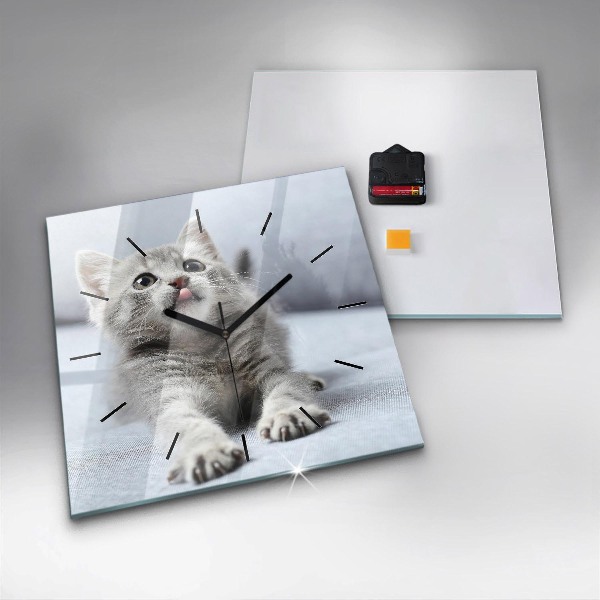 Square wall clock Cat on the couch