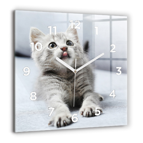 Square wall clock Cat on the couch