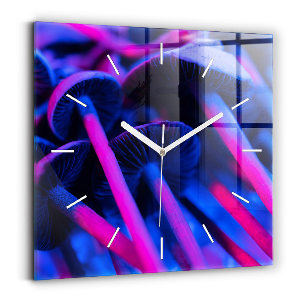 Square wall clock Magic colorful mushrooms
