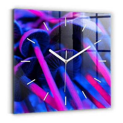 Square wall clock Magic colorful mushrooms