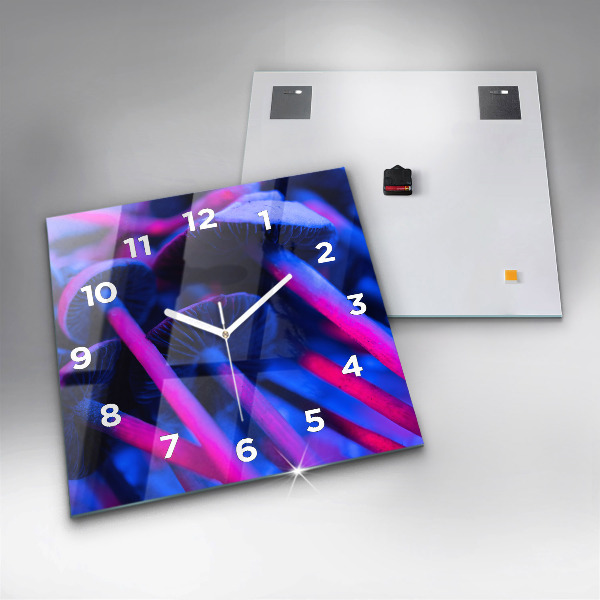 Square wall clock Magic colorful mushrooms
