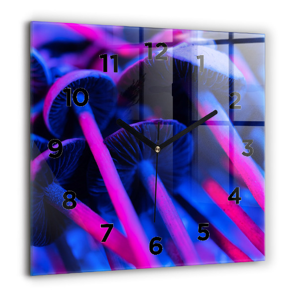 Square wall clock Magic colorful mushrooms