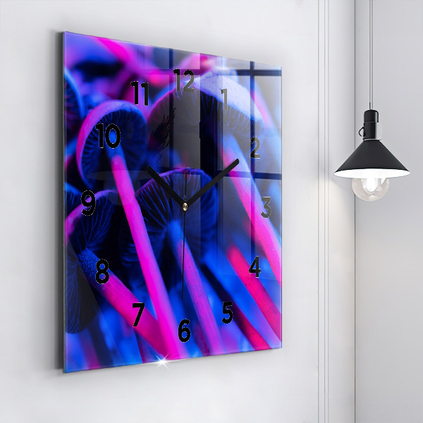 Square wall clock Magic colorful mushrooms