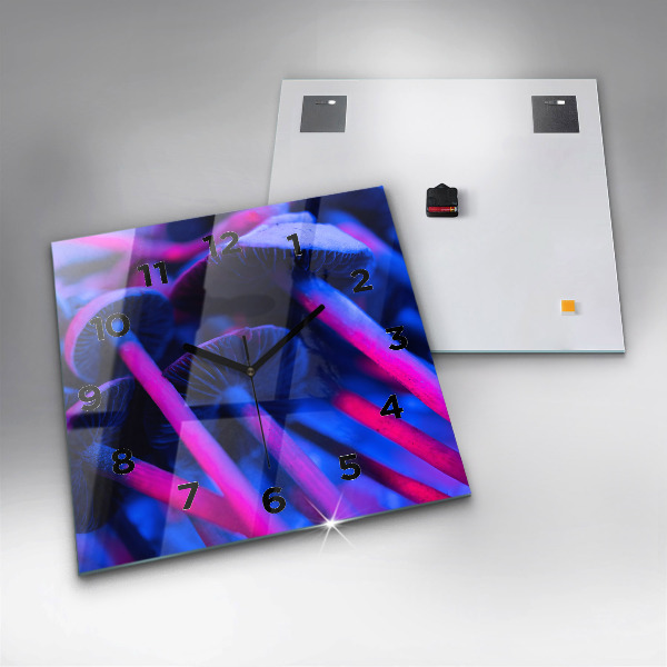 Square wall clock Magic colorful mushrooms