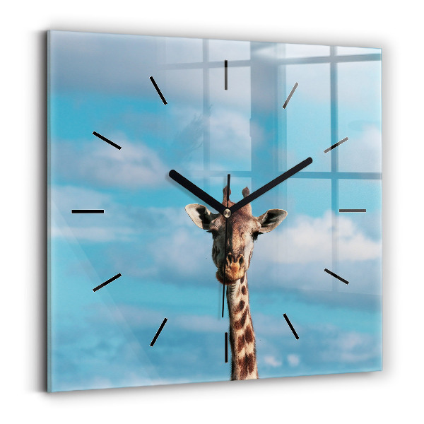 Square wall clock Giraffe head against the sky