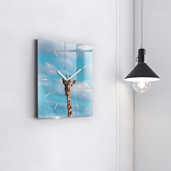 Square wall clock Giraffe head against the sky